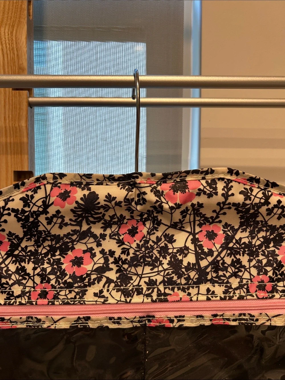 Black and Pink Floral Hanging Jewelry Organizer/ Hair accessory organizer